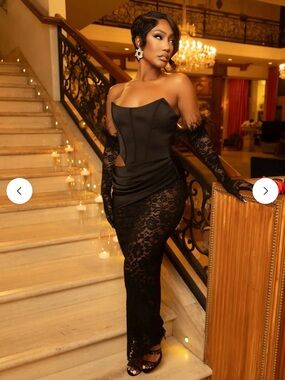 Heartbreaker Black Lace Corset Strapless Dress